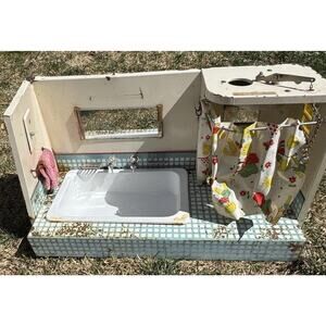 Monaco TVF 1950’s Doll Bath Room Tin Childrens Play Toy *Read Missing Parts